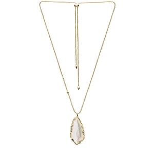 KENDRA SCOTT 💥RARE💥 Zayne Long Gold Statement Necklace w Mother of Pearl Pendant